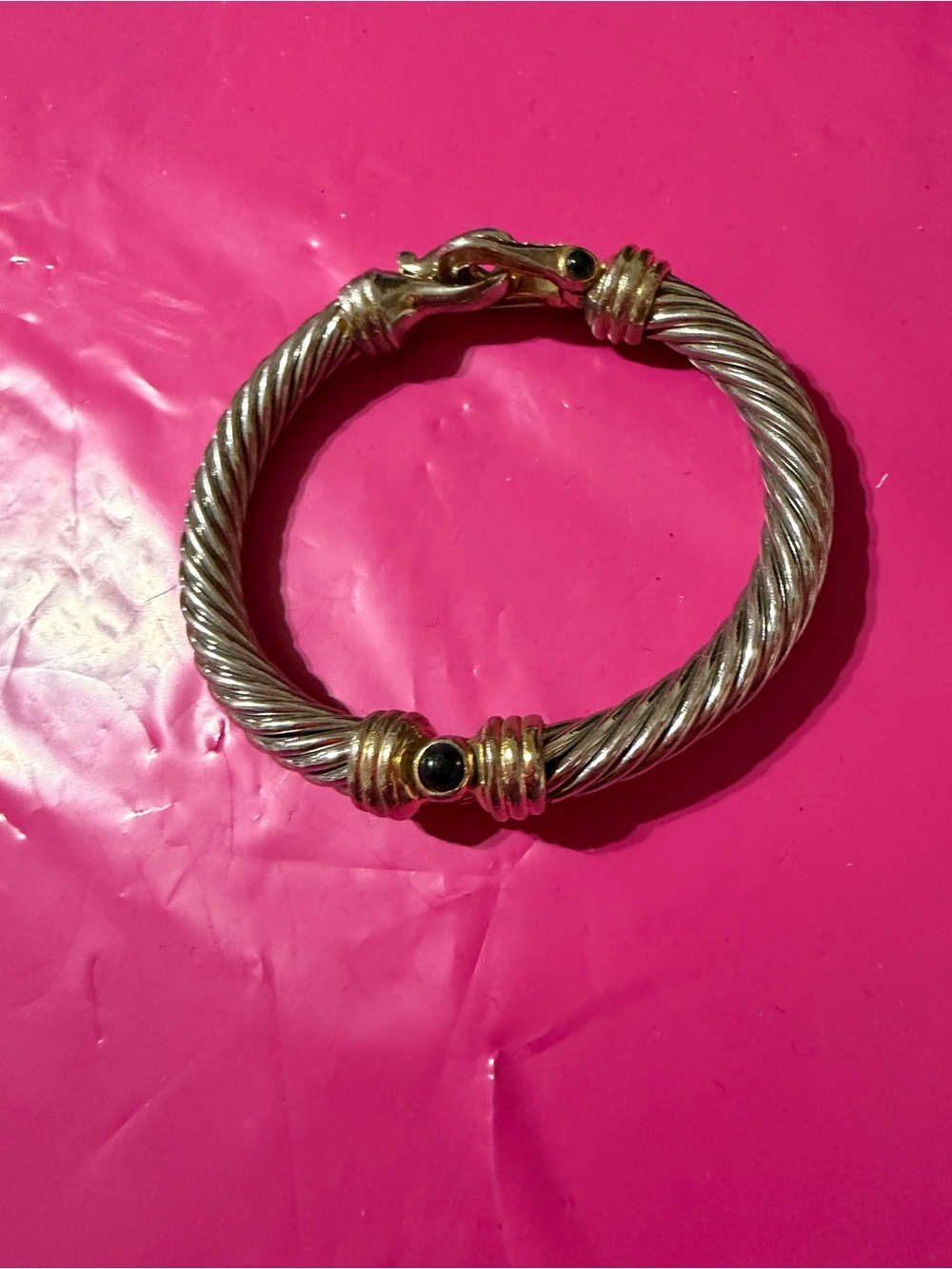 VTG Twisted Cable Renaissance Revival CZ's & Buckle Design Bracelet Bangle - Picture 3 of 7